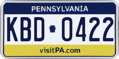 PA license plate KBD0422
