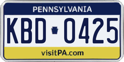 PA license plate KBD0425