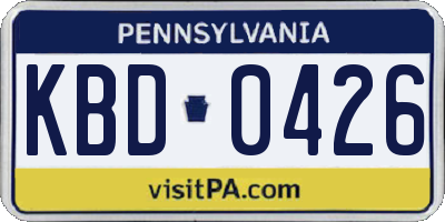 PA license plate KBD0426