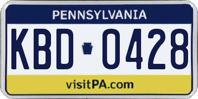 PA license plate KBD0428