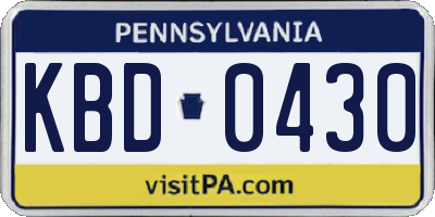 PA license plate KBD0430