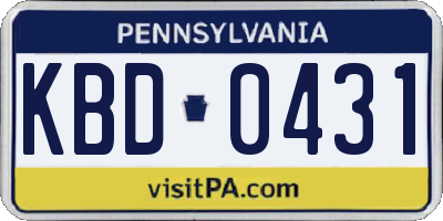 PA license plate KBD0431