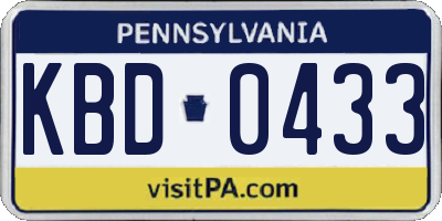 PA license plate KBD0433