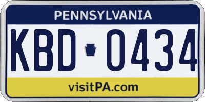 PA license plate KBD0434