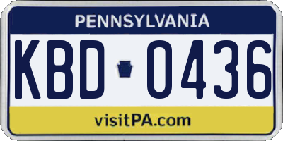 PA license plate KBD0436
