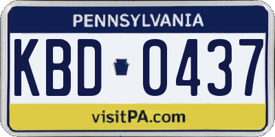 PA license plate KBD0437