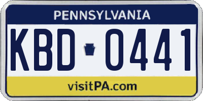 PA license plate KBD0441