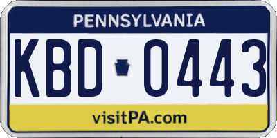PA license plate KBD0443