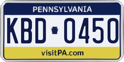 PA license plate KBD0450