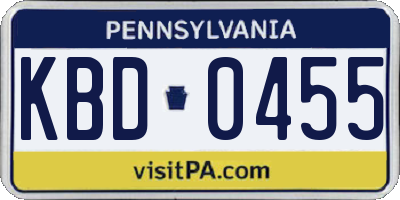 PA license plate KBD0455