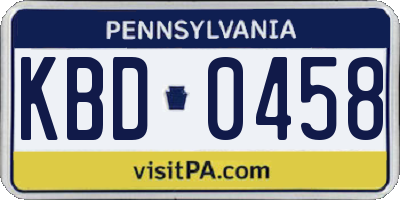 PA license plate KBD0458