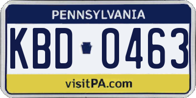 PA license plate KBD0463