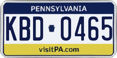 PA license plate KBD0465