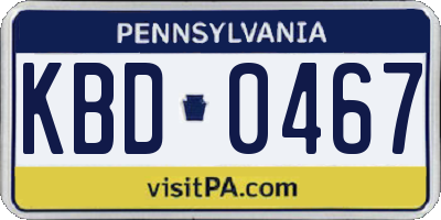 PA license plate KBD0467