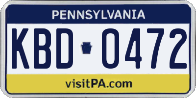 PA license plate KBD0472
