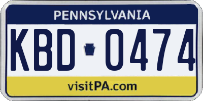 PA license plate KBD0474