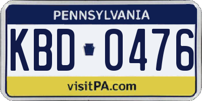 PA license plate KBD0476