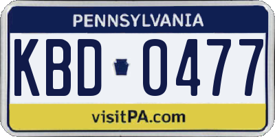 PA license plate KBD0477