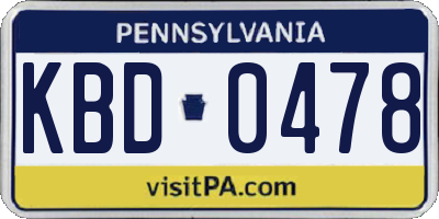 PA license plate KBD0478