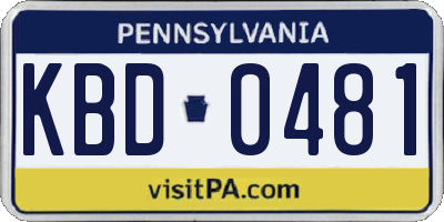 PA license plate KBD0481