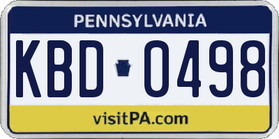 PA license plate KBD0498
