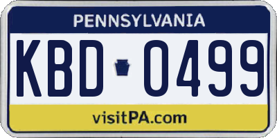 PA license plate KBD0499