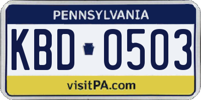 PA license plate KBD0503