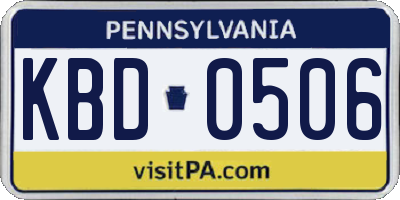 PA license plate KBD0506