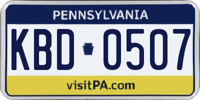PA license plate KBD0507