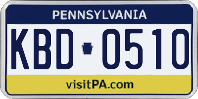 PA license plate KBD0510