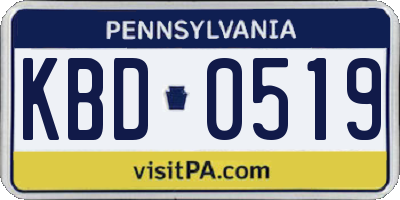 PA license plate KBD0519