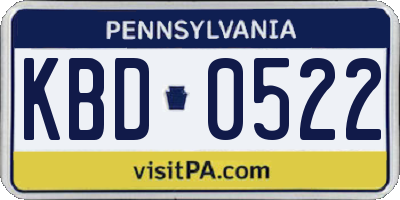 PA license plate KBD0522