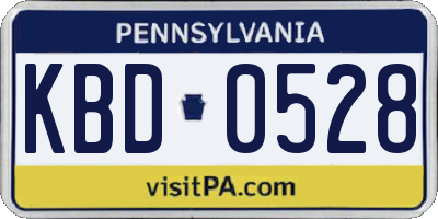 PA license plate KBD0528