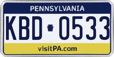 PA license plate KBD0533