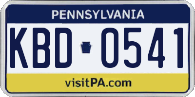 PA license plate KBD0541