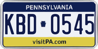 PA license plate KBD0545