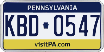 PA license plate KBD0547