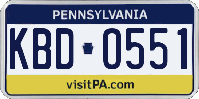 PA license plate KBD0551