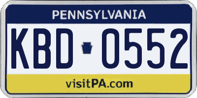 PA license plate KBD0552