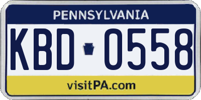 PA license plate KBD0558