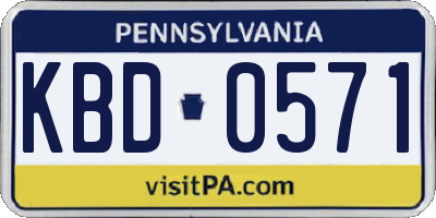 PA license plate KBD0571