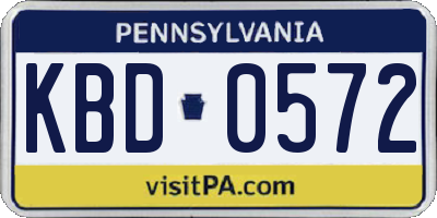 PA license plate KBD0572