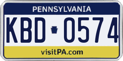 PA license plate KBD0574
