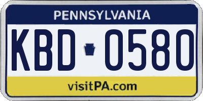 PA license plate KBD0580