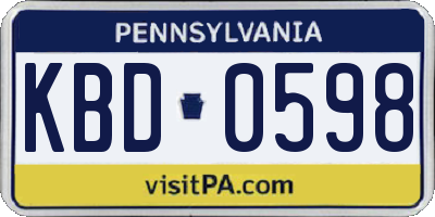 PA license plate KBD0598