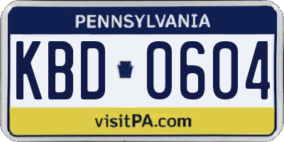 PA license plate KBD0604