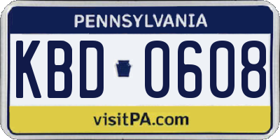 PA license plate KBD0608