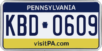 PA license plate KBD0609