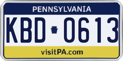 PA license plate KBD0613