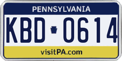 PA license plate KBD0614